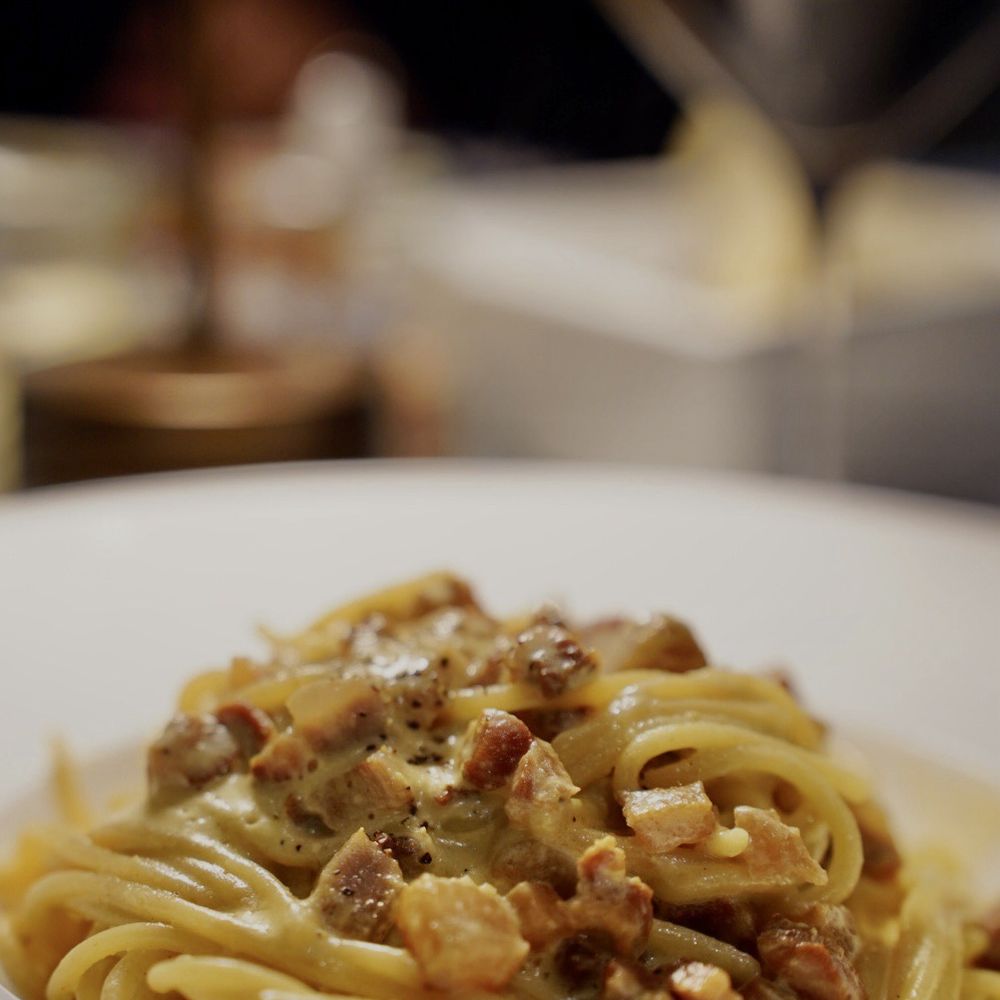 Vigilucci's Seafood & Steakhouse signature dishes Spaghetti Carbonara
Pollo Al Marsala
Prime New York Strip